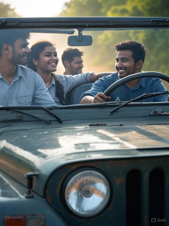 Driving jeep
